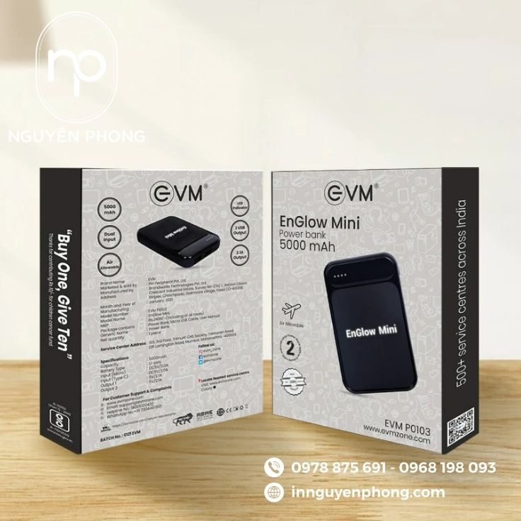 Mẫu hộp giấy đựng sạc dự phòng tích hợp mã QR